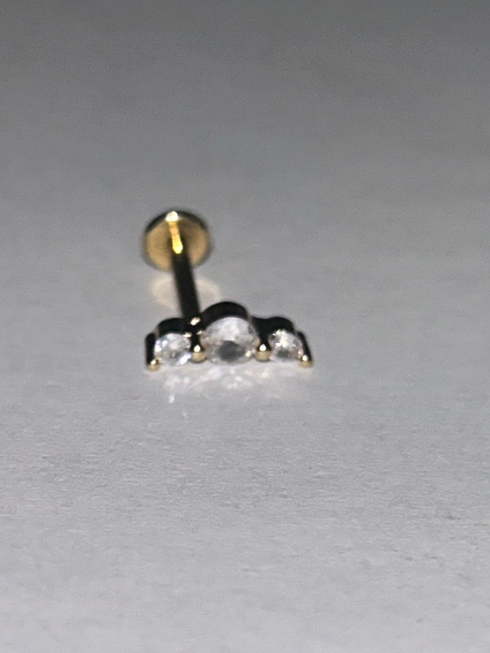 Gold Cubic Zirconia Three-Stone Ear Stud - Women Jewelry
